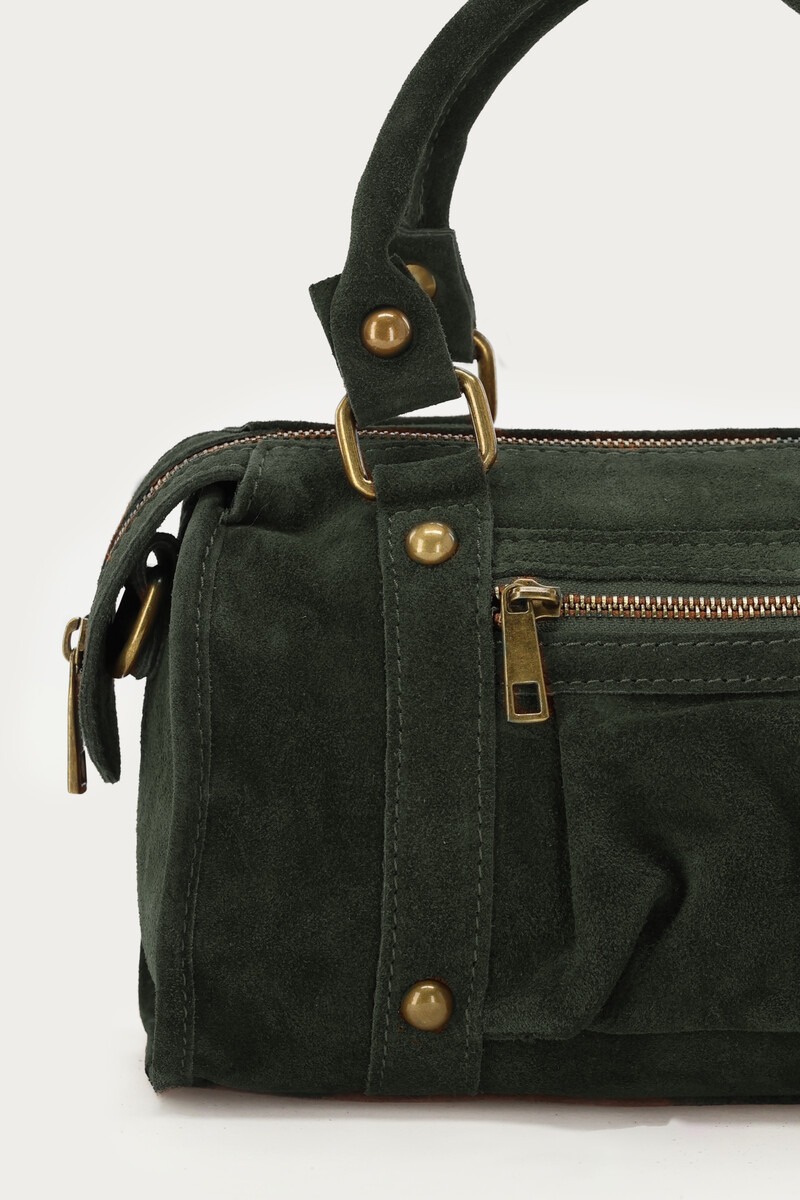 Dark green suede cargo bag | My Jewellery