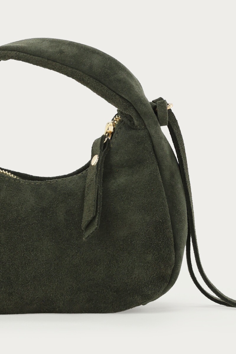 Dark green suede crescent-shaped bag | My Jewellery