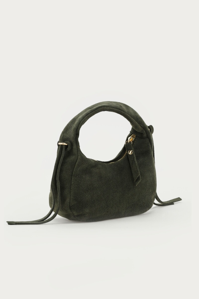 Dark green suede crescent-shaped bag | My Jewellery