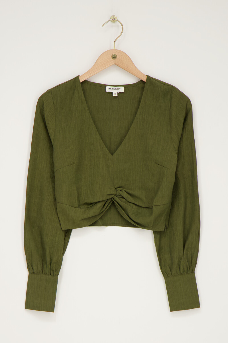 Dark green top with knot & structure | My Jewellery