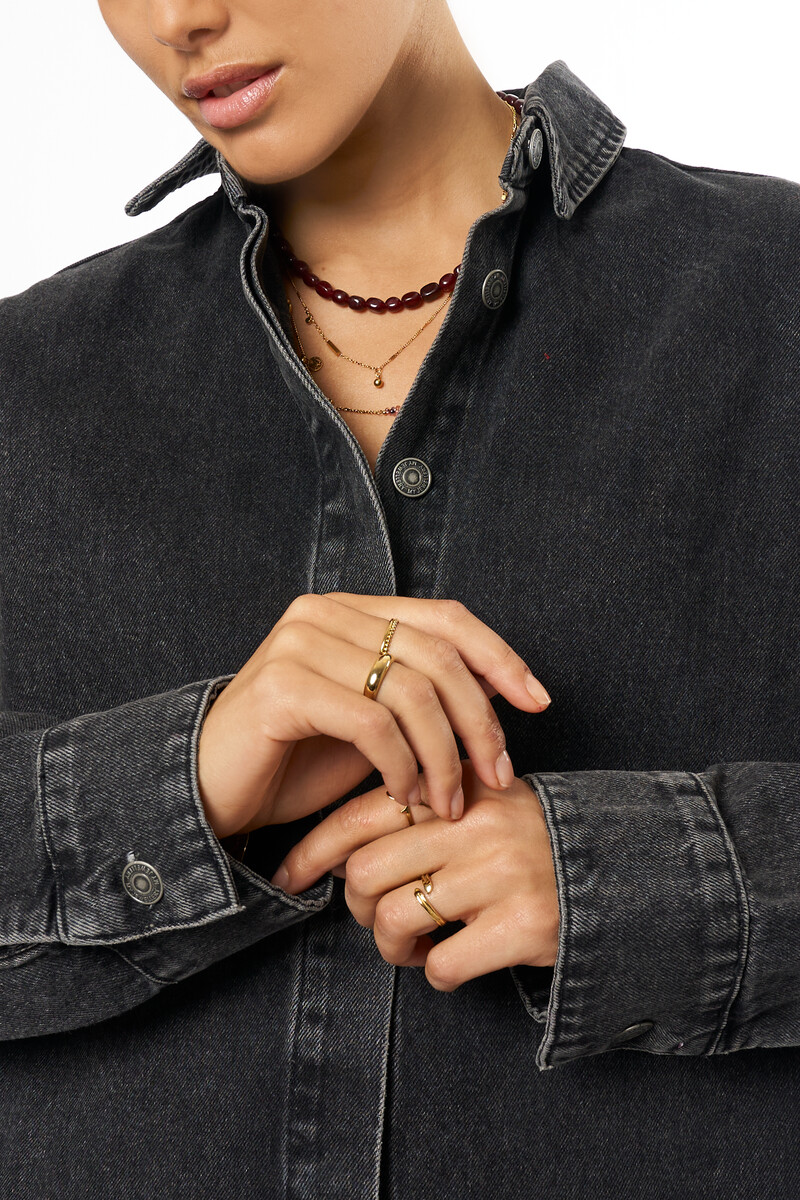 Dark gray denim dress with long sleeves | My Jewellery