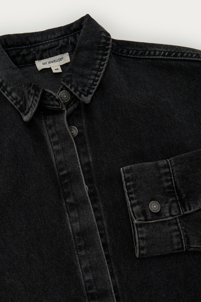 Dark gray denim dress with long sleeves | My Jewellery