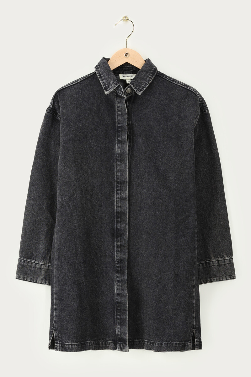 Dark gray denim dress with long sleeves | My Jewellery