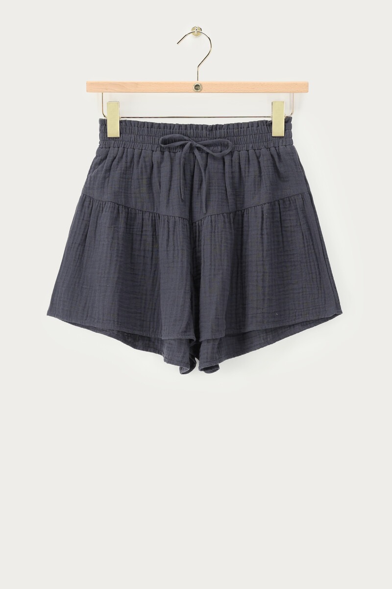 Dark grey muslin shorts with ruffles | My Jewellery