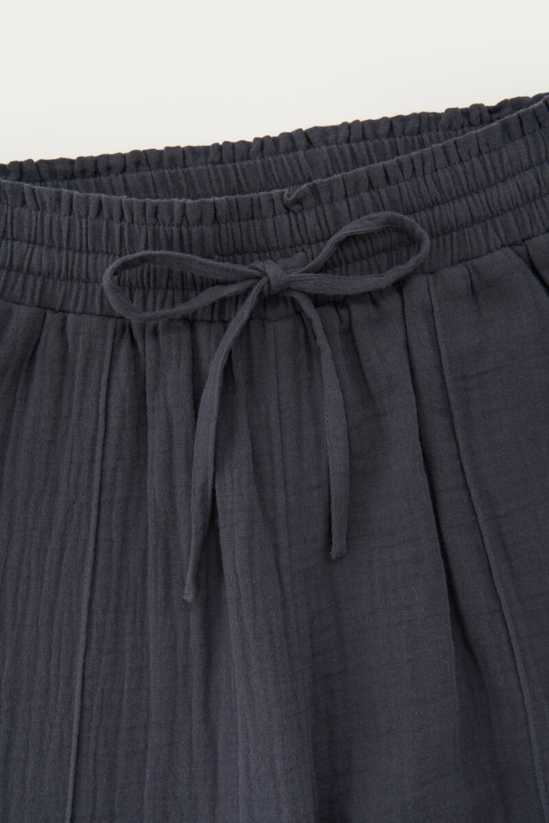 Dark grey muslin wide leg trousers with pintuck | My Jewellery