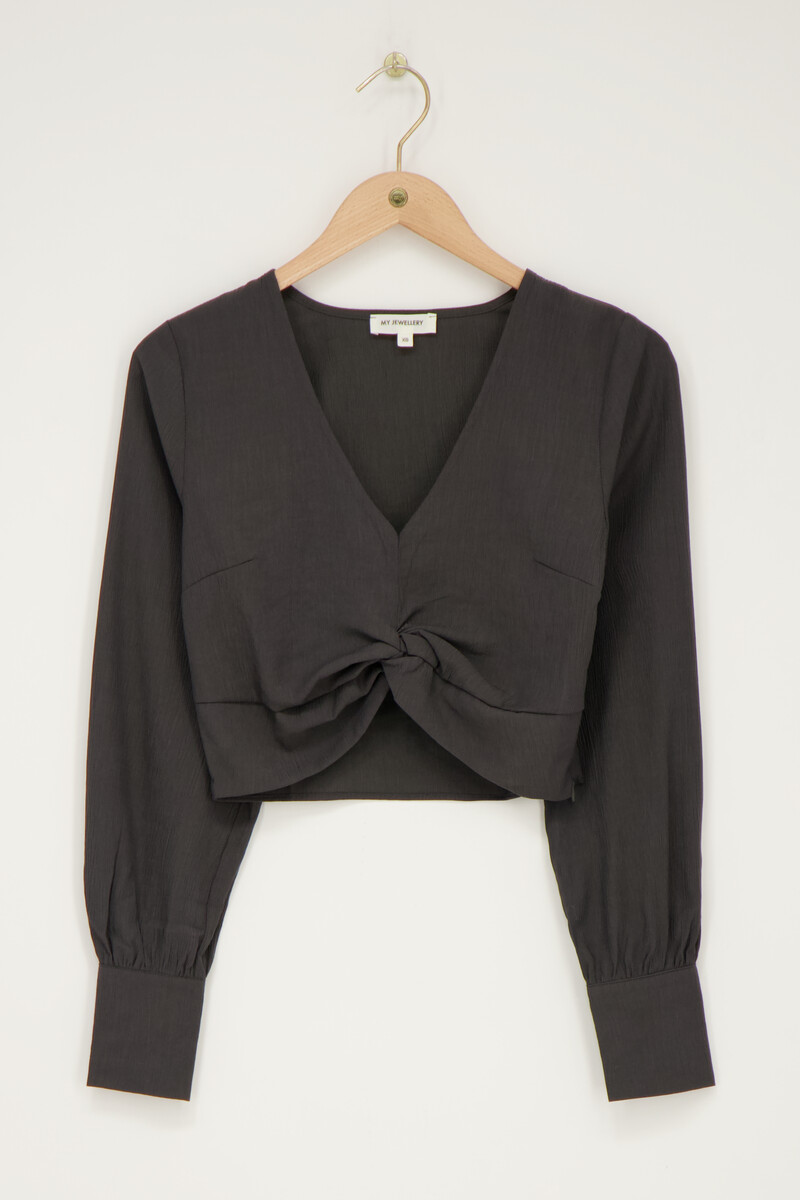 Dark grey top with knot & structure | My Jewellery