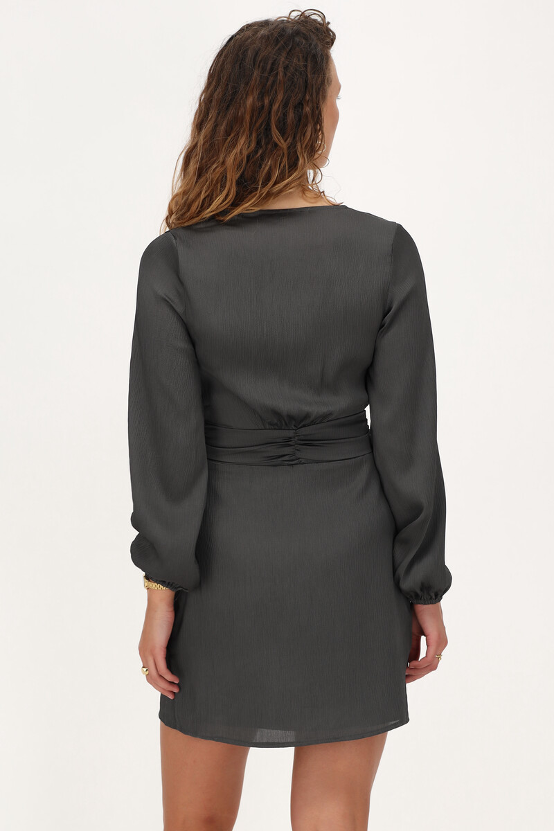 Dark grey wrap dress with draping | My Jewellery