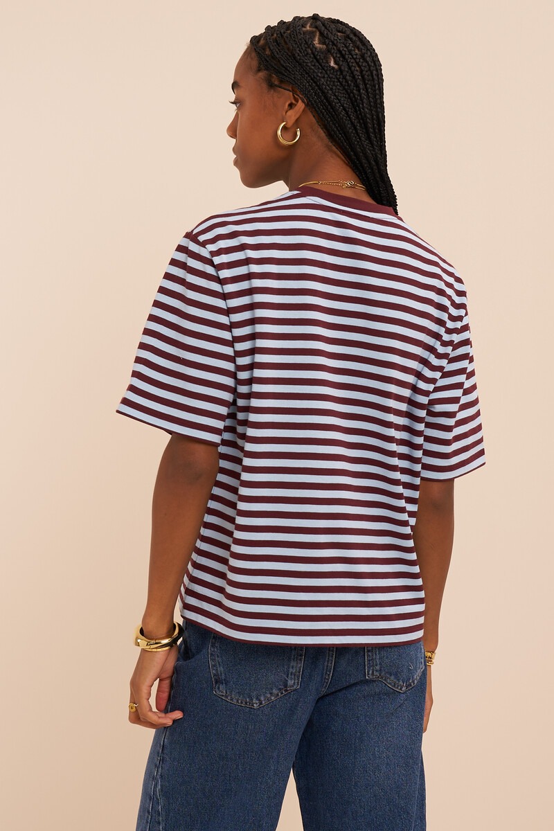 Dark red-blue striped T-shirt 'Muse' | My Jewellery
