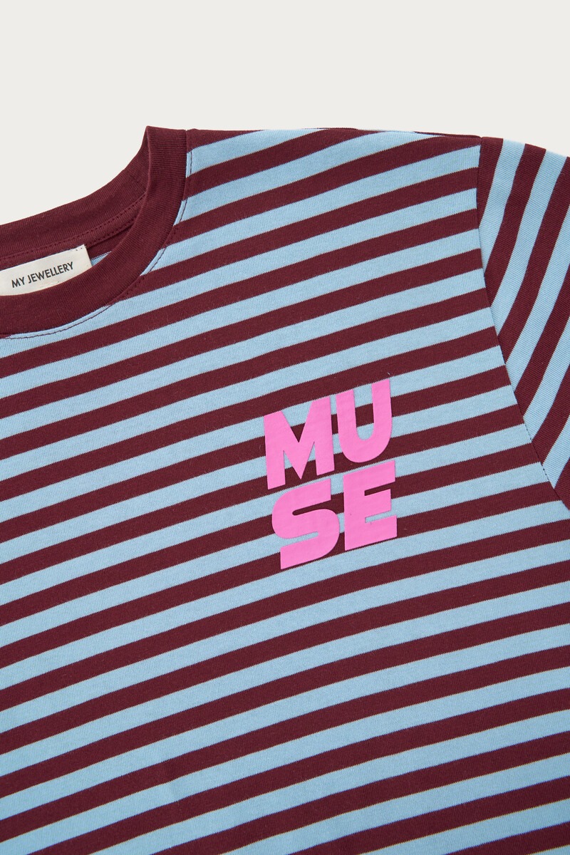 Dark red-blue striped T-shirt 'Muse' | My Jewellery