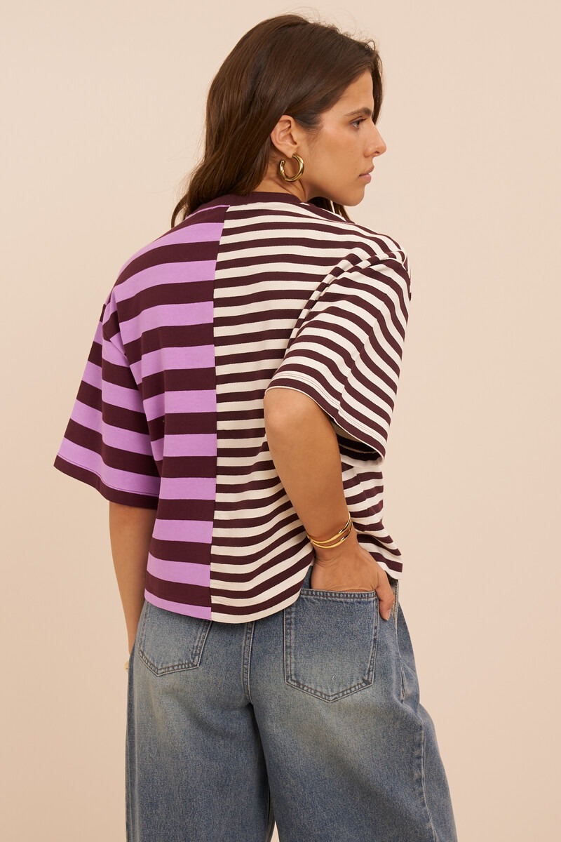 Dark red-purple striped boxy T-shirt | My Jewellery