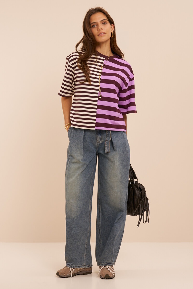 Dark red-purple striped boxy T-shirt | My Jewellery