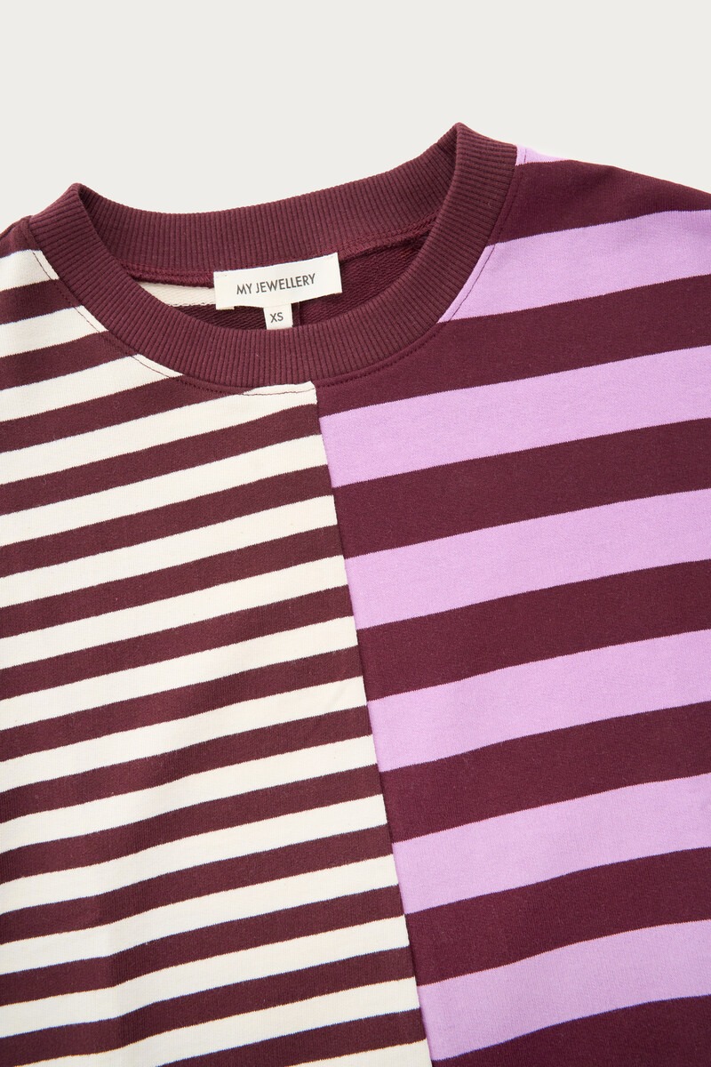 Dark red-purple striped boxy T-shirt | My Jewellery