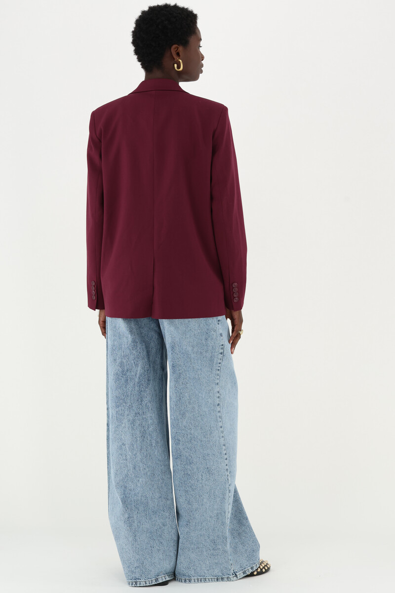 Dark red basic oversized blazer