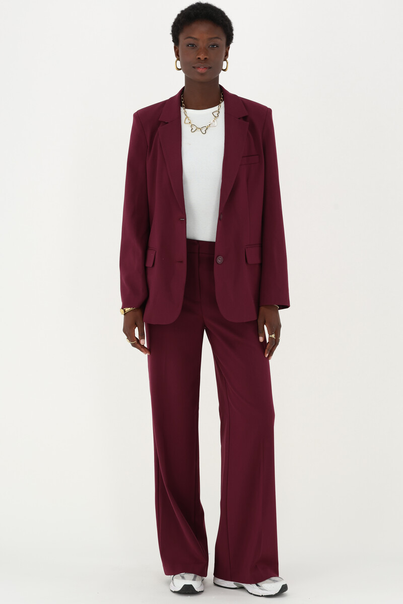 Dark red basic wide leg trousers | My Jewellery