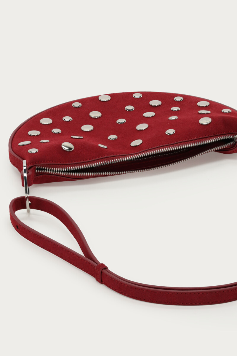 Dark red crossbody bag with studs | My Jewellery