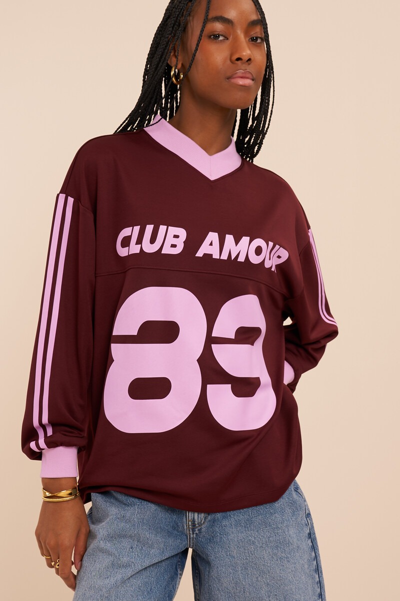 Dark red long-sleeve 'Club Amour 89' | My Jewellery