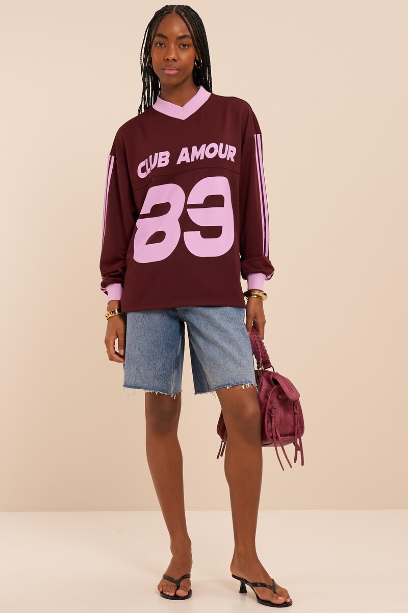 Dark red long-sleeve 'Club Amour 89' | My Jewellery