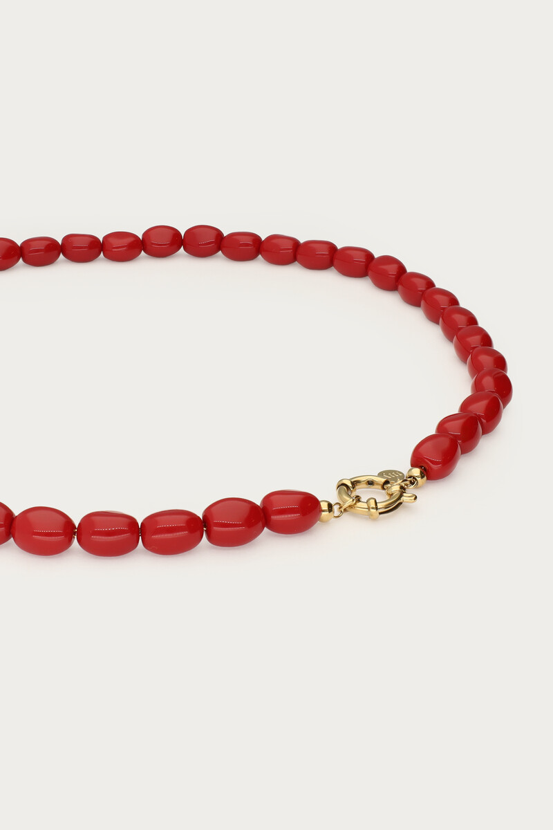 Dark red minimalist beaded necklace