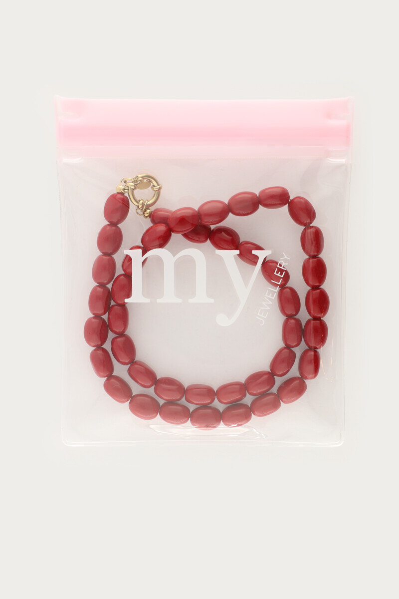 Dark red minimalist beaded necklace