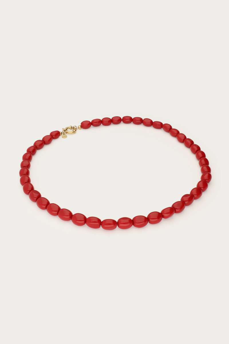 Dark red minimalist beaded necklace