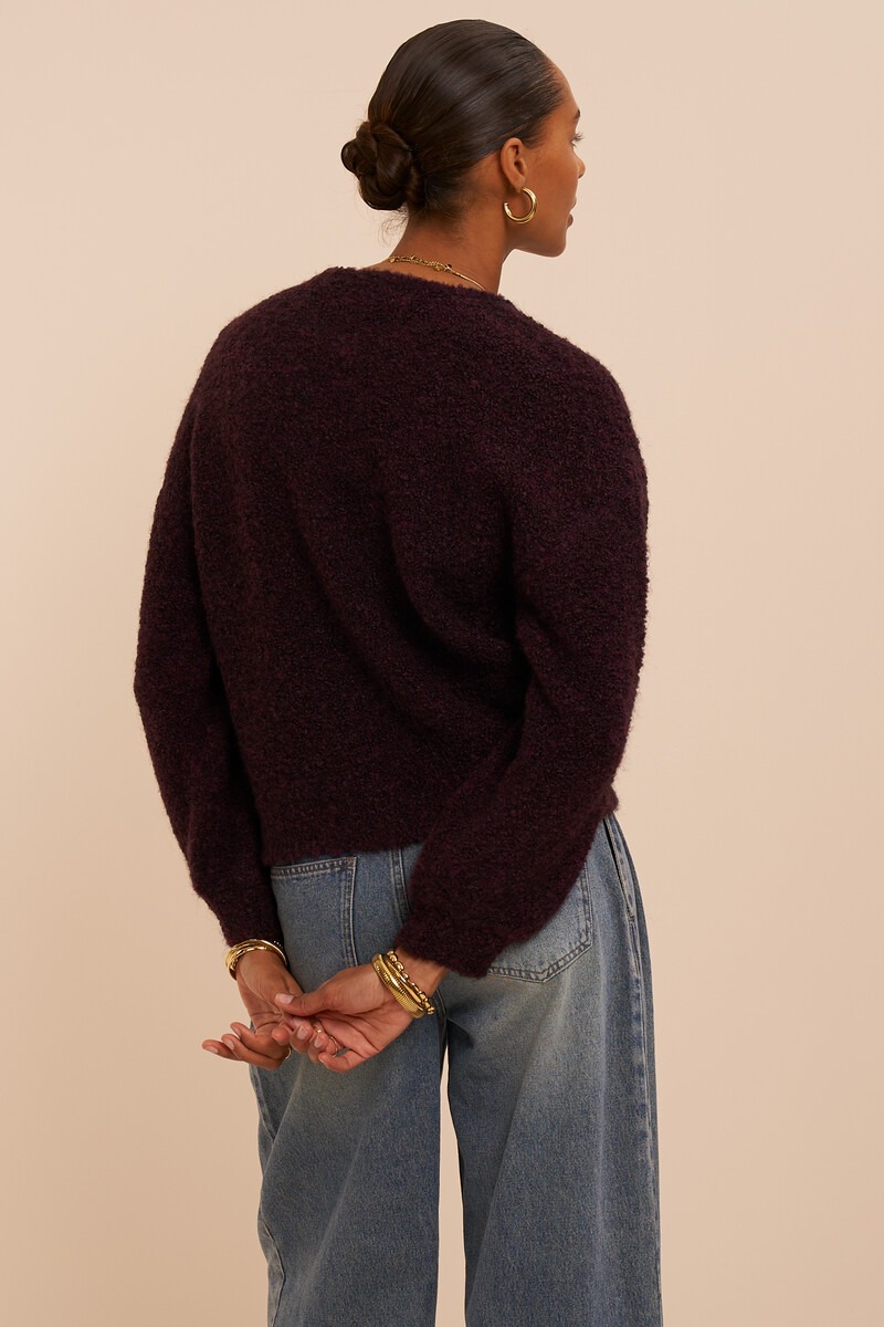 Dark red oversized bouclé sweater | My Jewellery