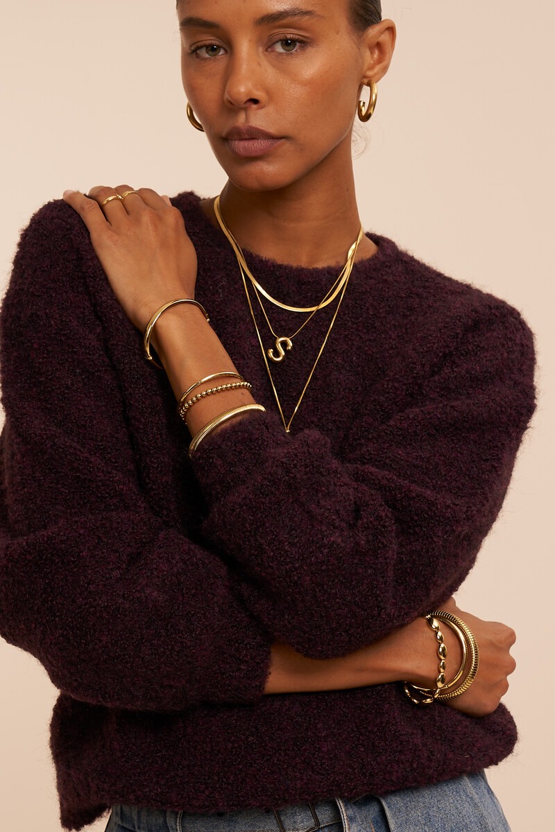 Dark red oversized bouclé sweater | My Jewellery