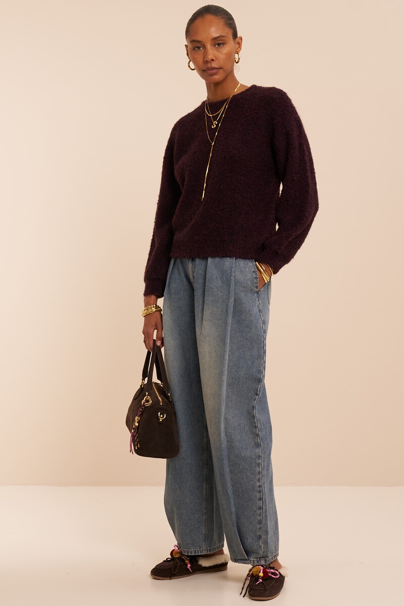 Dark red oversized bouclé sweater | My Jewellery