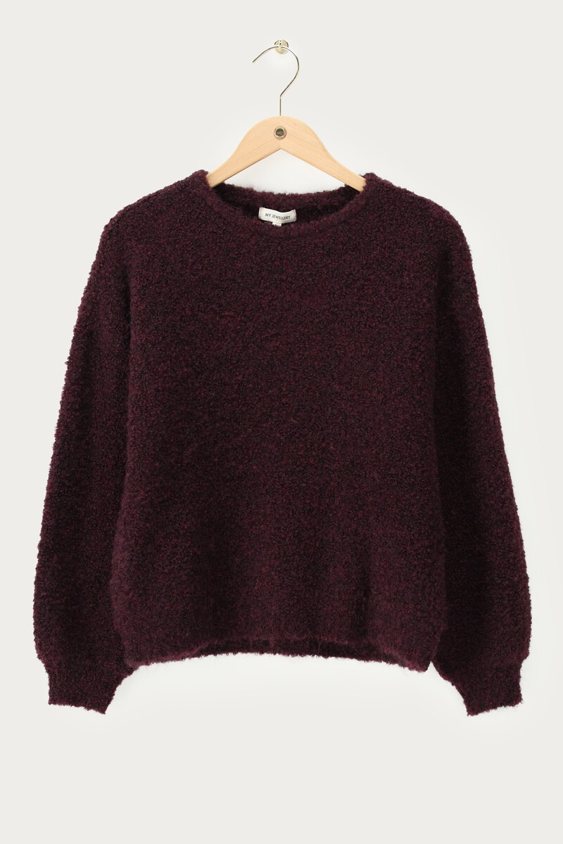 Dark red oversized bouclé sweater | My Jewellery