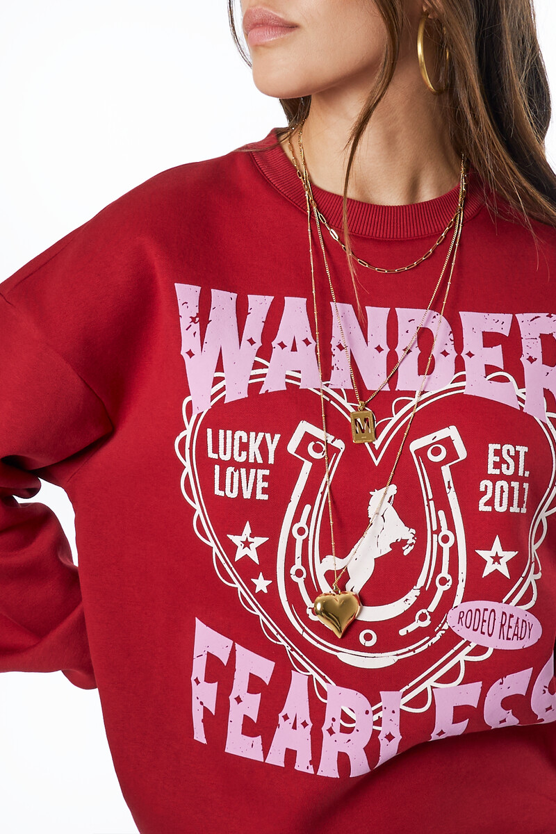 Dark red sweater "Wander Fearless"