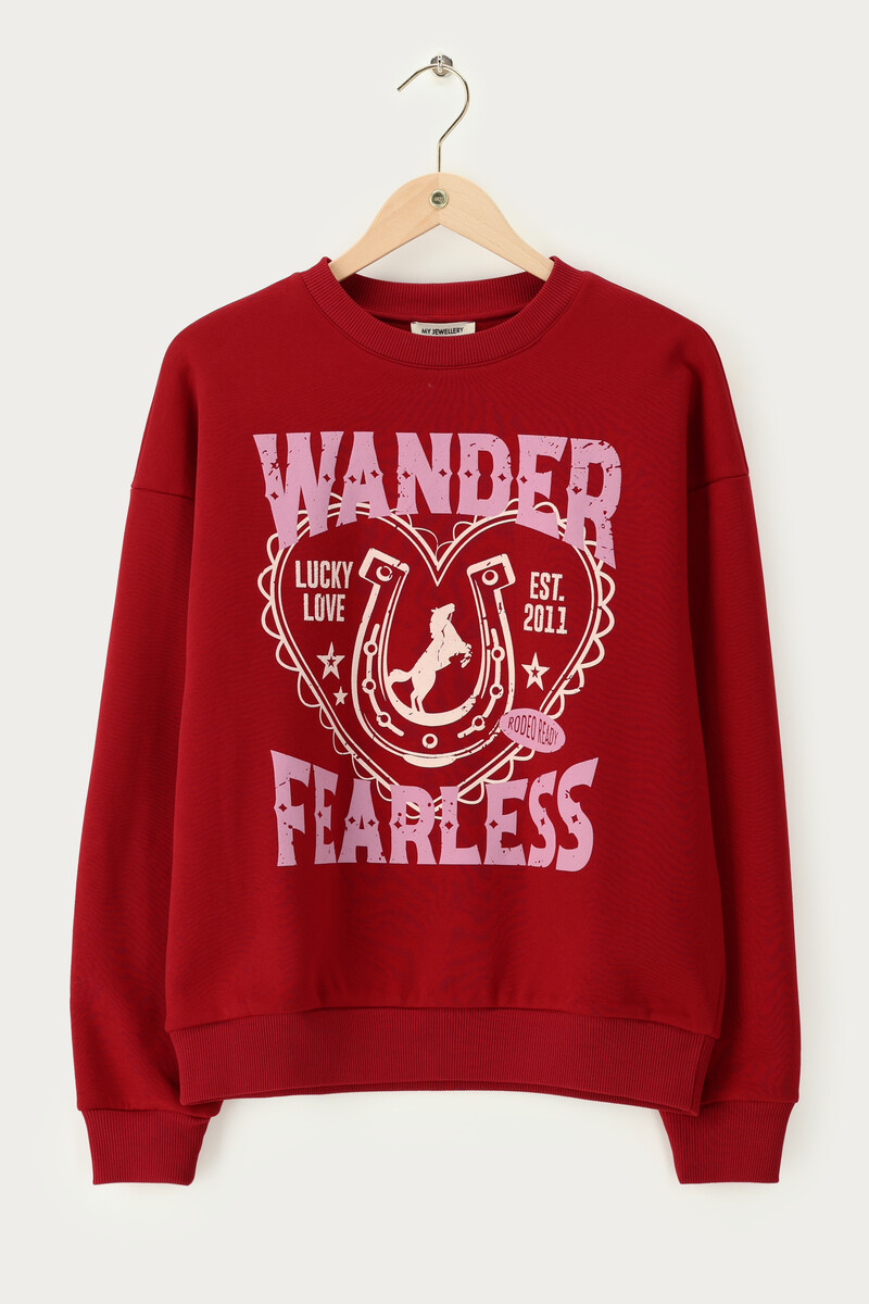 Dark red sweater "Wander Fearless"