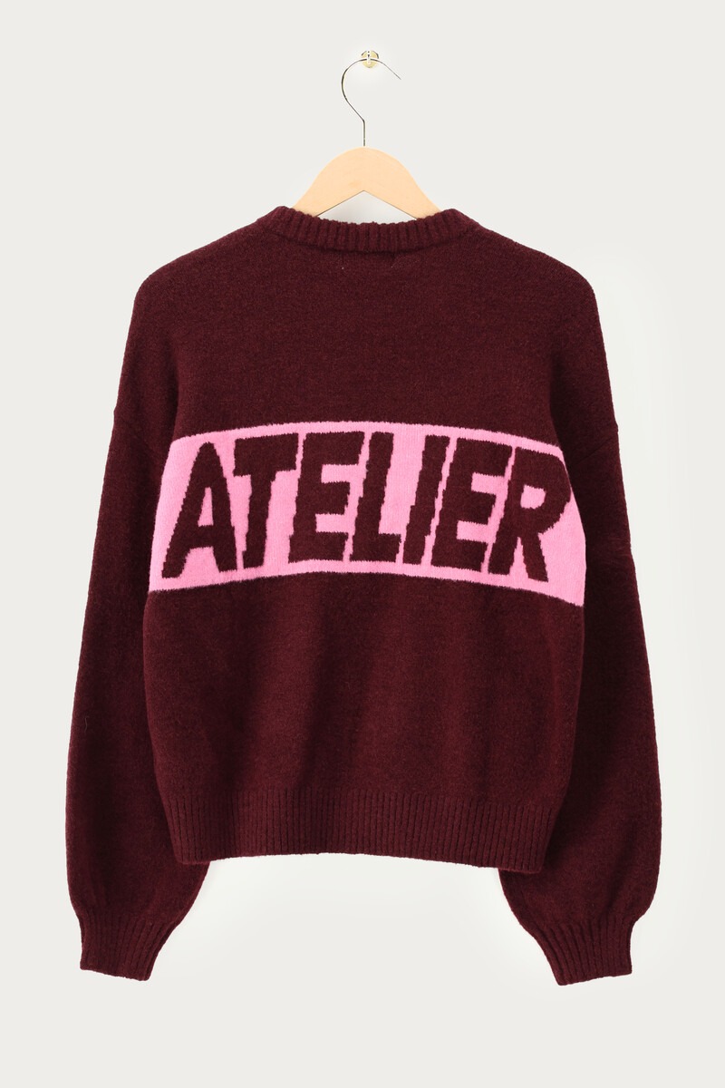 Dark brown sweater with back print 'Atelier' | My Jewellery