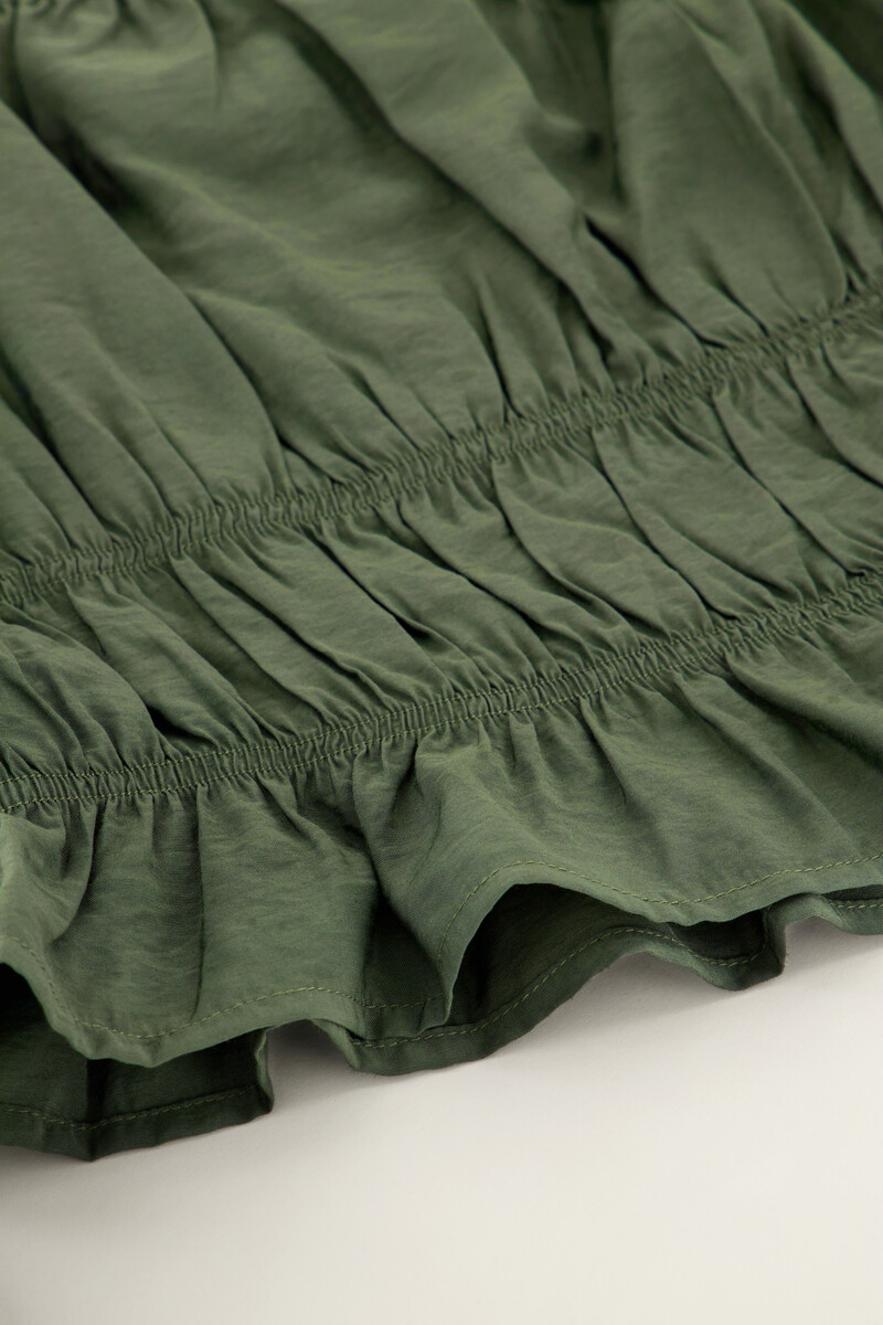 Dark green off shoulder top with ruffles | My Jewellery