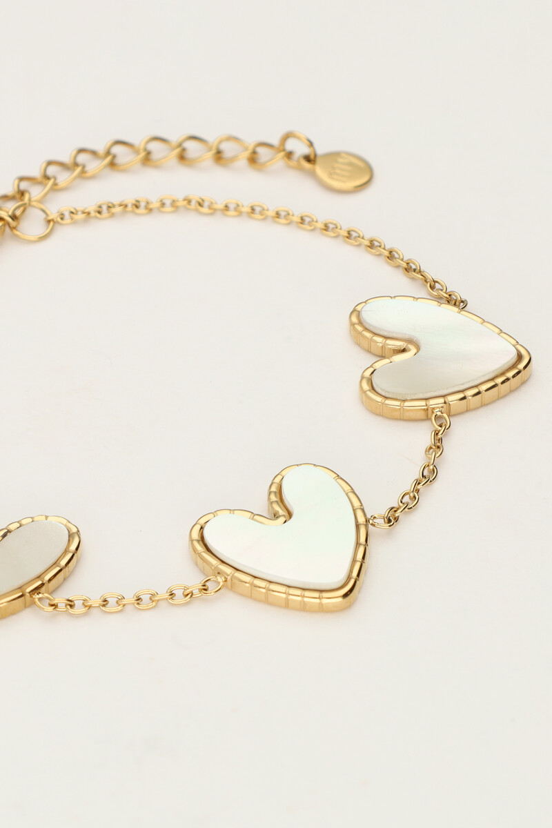 Fine bracelet with mother of pearl hearts | My Jewellery