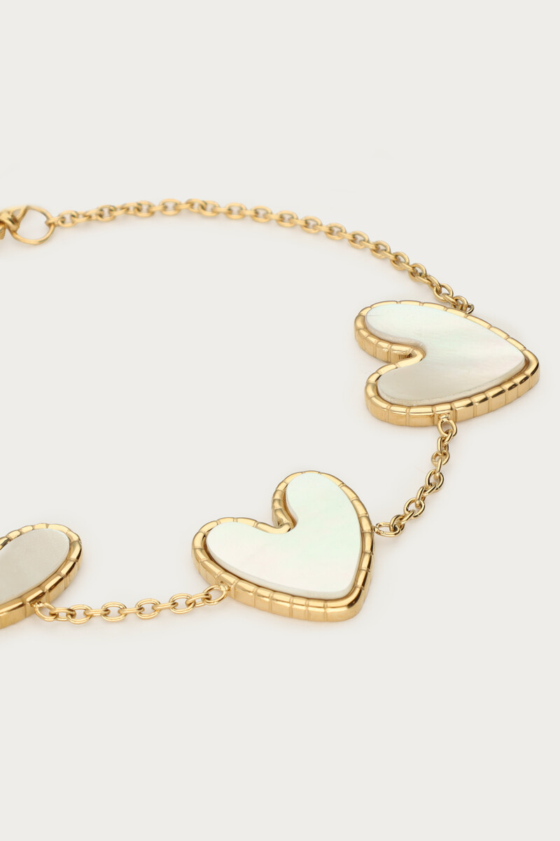 Fine bracelet with mother of pearl hearts | My Jewellery