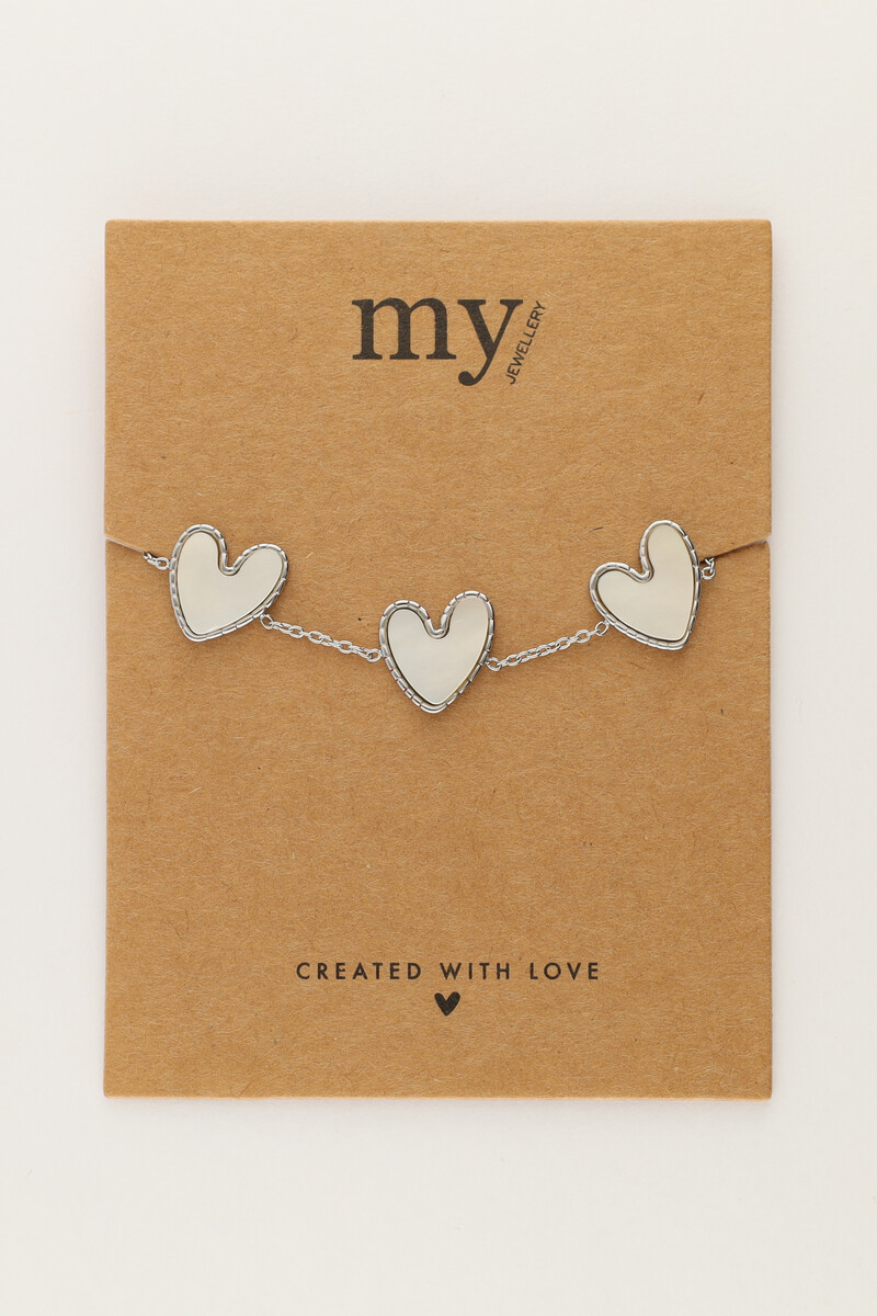Fine bracelet with mother of pearl hearts | My Jewellery