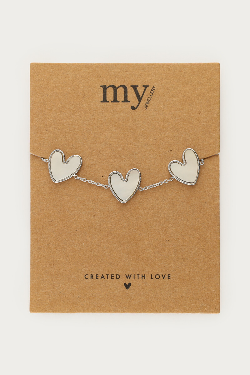 Fine bracelet with mother of pearl hearts | My Jewellery