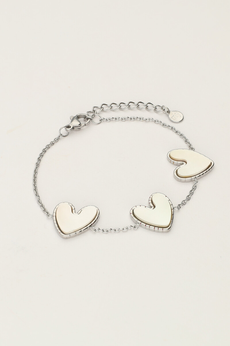 Fine bracelet with mother of pearl hearts | My Jewellery