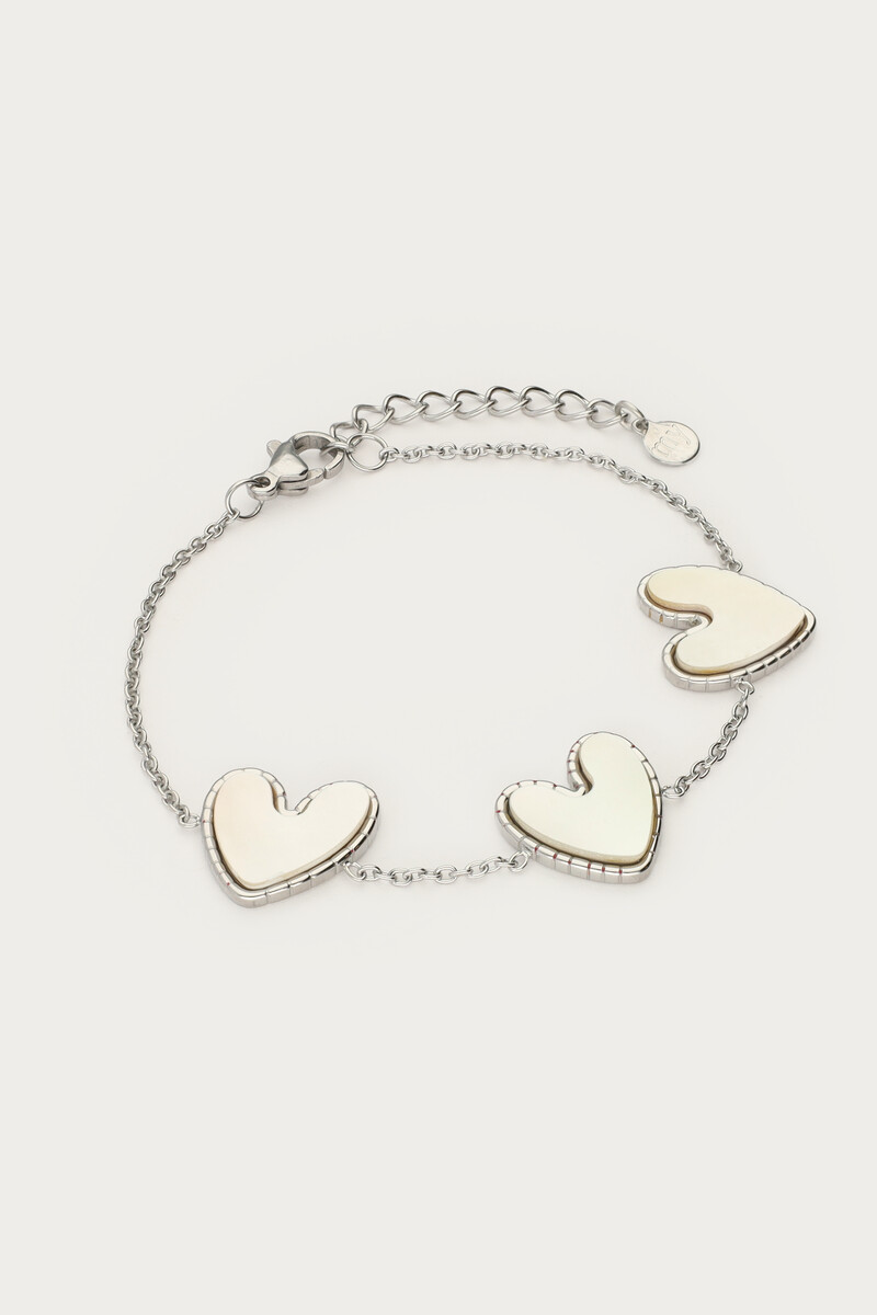 Fine bracelet with mother of pearl hearts | My Jewellery