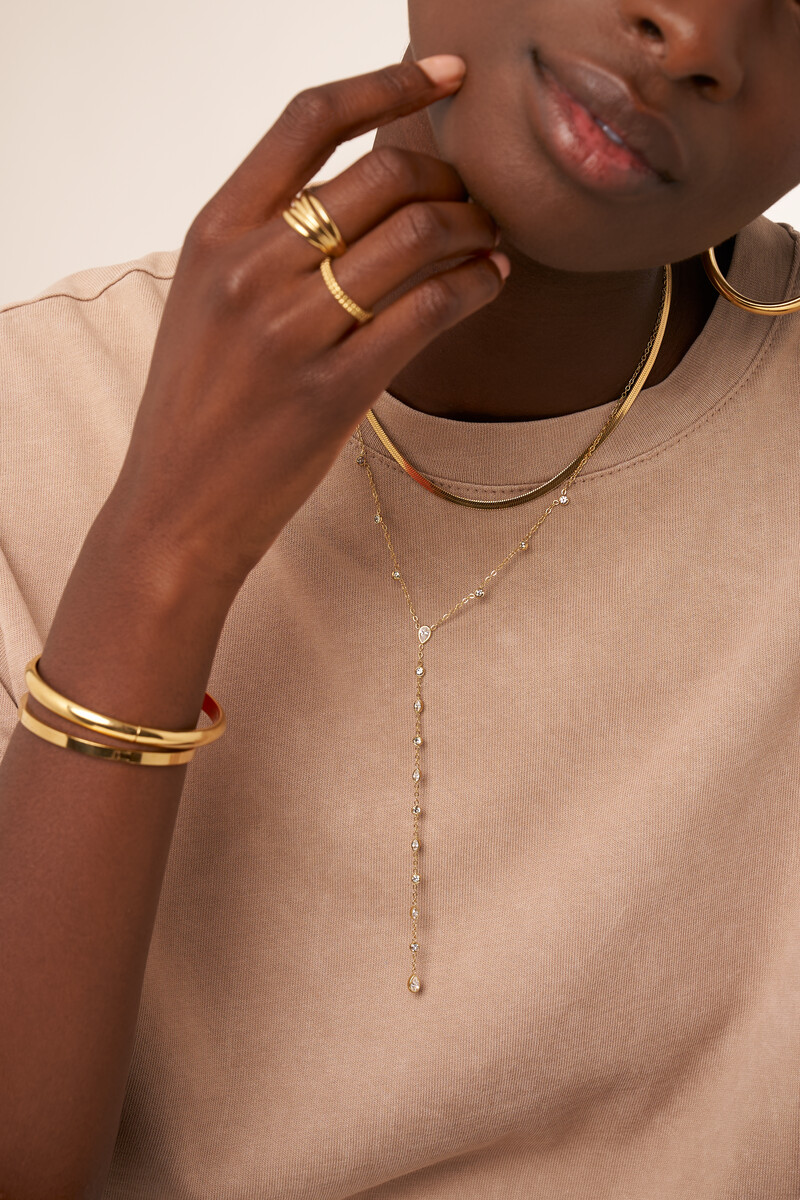 Delicate y-necklace with rhinestones | My Jewellery