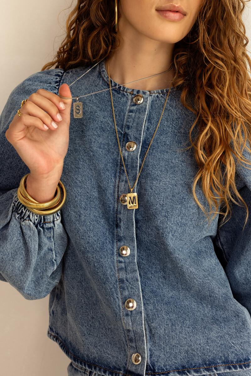 Blue denim top with balloon sleeves | My Jewellery