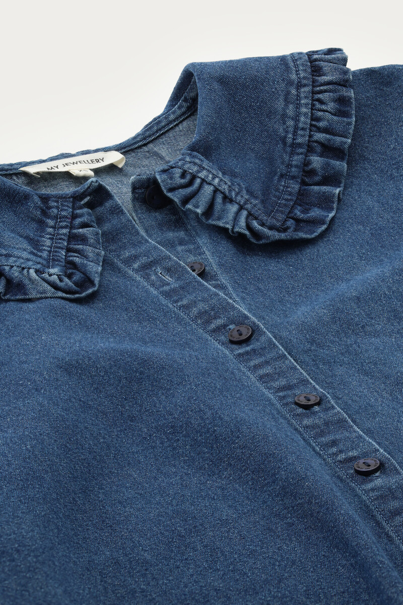 Denim blouse with collar