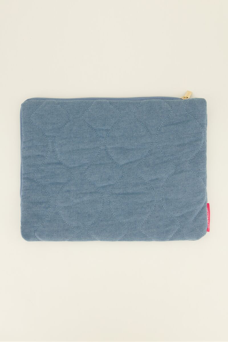 Blauwe denim laptophoes met patroon