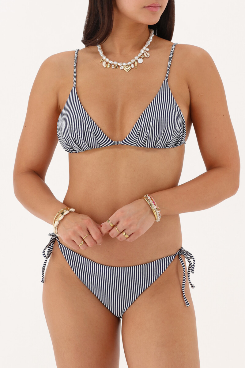 Dark blue bikini set with stripes | My Jewellery