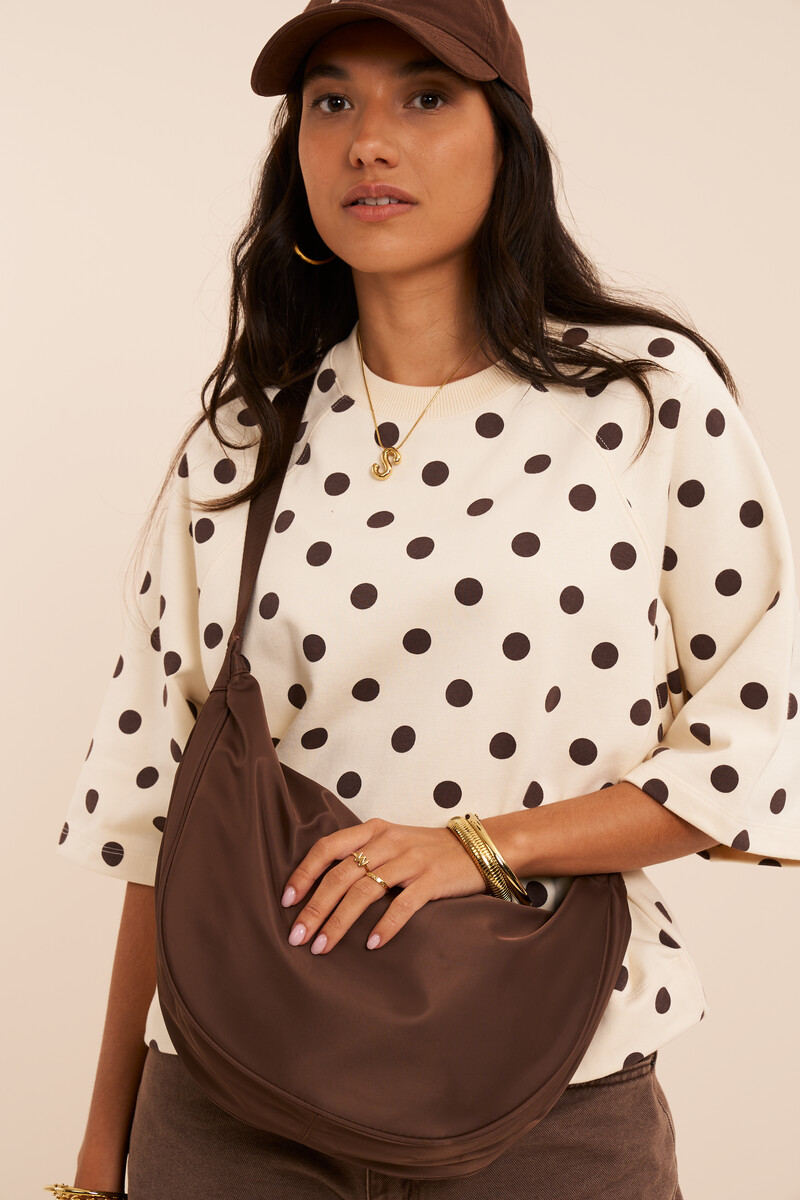 Donkerbruine basic crossbody tas groot