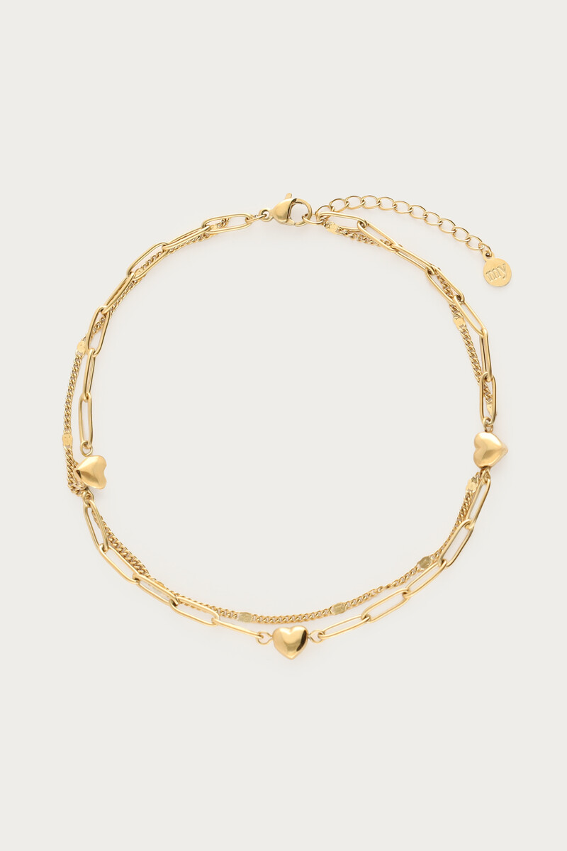 Double anklet with link and heart || My Jewellery