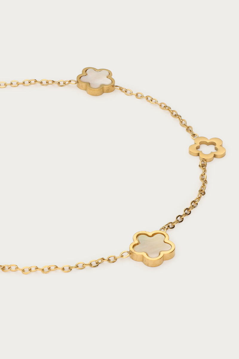 Double anklet with mother of pearl flowers | My Jewellery