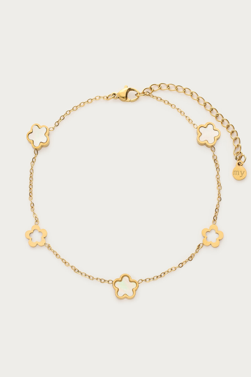 Double anklet with mother of pearl flowers | My Jewellery