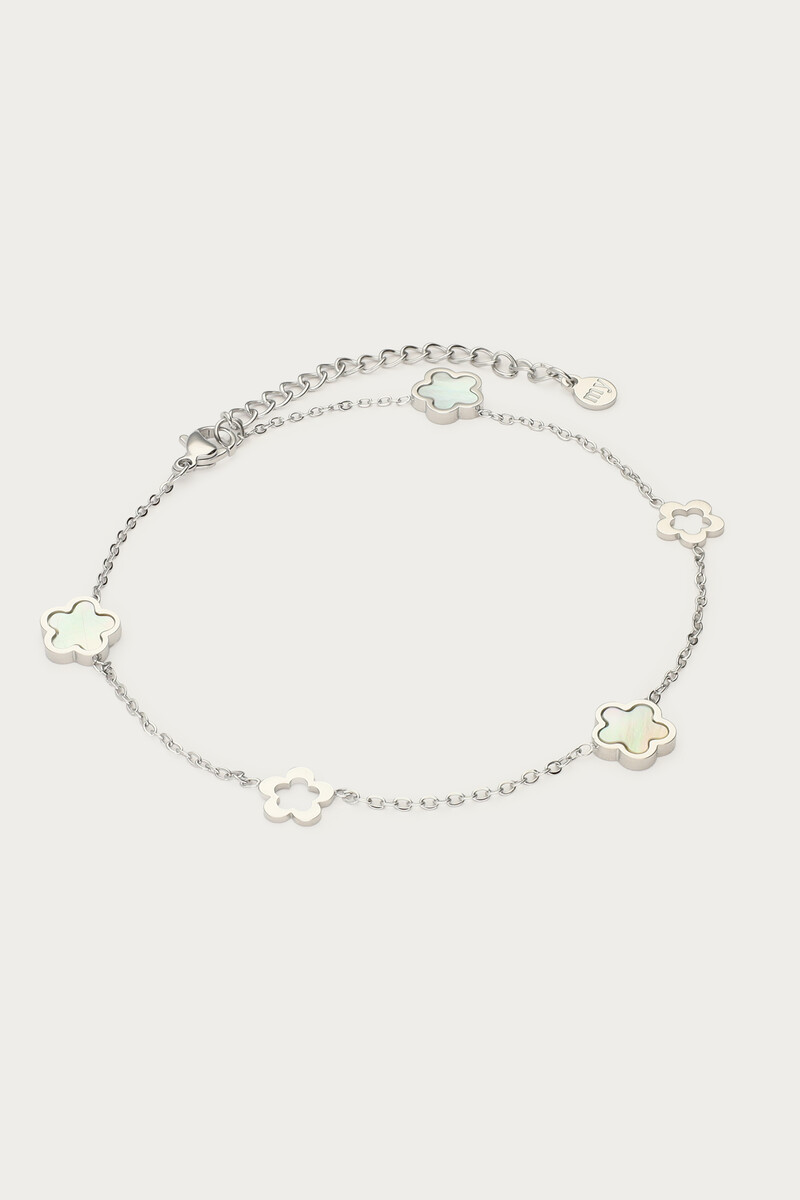 Double anklet with mother of pearl flowers | My Jewellery