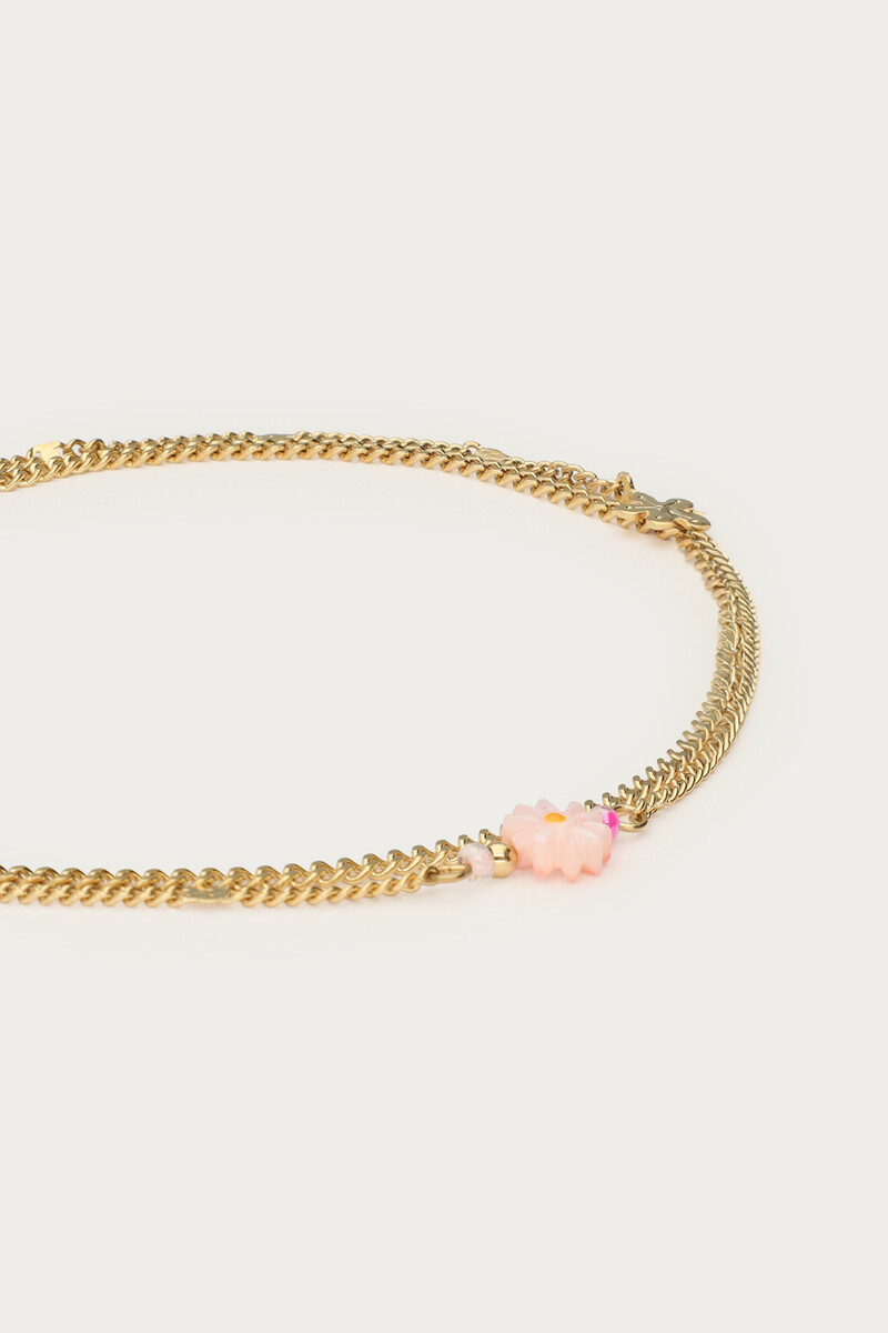 Double anklet with pink flower | My Jewellery