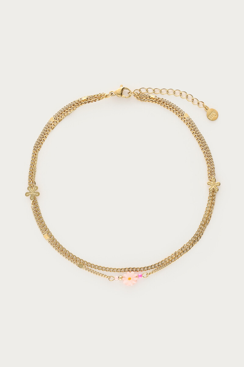 Double anklet with pink flower | My Jewellery